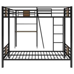 L-Shaped Twin Over Twin Bunk Bed With Twin Size Loft Bed With Desk And Shelf , Brown - ModernLuxe -Children Furniture Store GUEST 5206bdc4 d69e 4e7e b3bc b418c7cc460d