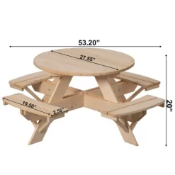 Gardenised Wooden Kids Round Picnic Table Bench, Outdoor Children's Backyard Table, Crafting, Dining, And Playtime Patio Table -Children Furniture Store GUEST 54187056 0d41 44f3 bb7a 7cbb6dbf48e6