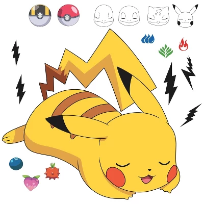 Pokemon Sleeping Pikachu Giant Peel And Stick Wall Decals - RoomMates 3 Pokemon Sleeping Pikachu Giant Peel And Stick Wall Decals - RoomMates