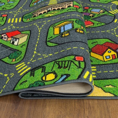 Jungtier Boy & Girl Kids Retro City Road Car Vehicle Traffic Educational Learning & Game Play Nursery Bedroom Classroom Rug Carpet, 2' 7" X 5' 0" 6 Jungtier Boy & Girl Kids Retro City Road Car Vehicle Traffic Educational Learning & Game Play Nursery Bedroom Classroom Rug Carpet, 2' 7" X 5' 0" - Image 4