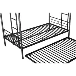 Twin Over Twin Metal Bunk Bed With Trundle Bed And Ladders-ModernLuxe -Children Furniture Store GUEST 55516886 10b2 479e 927c 972447de1a55
