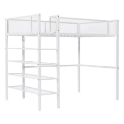 Metal Twin Size Loft Bed With 4 Shelves And Storage - ModernLuxe -Children Furniture Store GUEST 567a23a2 c0cd 4f52 b8ee 27cee9614254