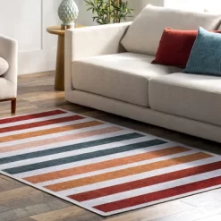 NuLOOM Colorful Striped Machine Washable Kids Area Rug -Children Furniture Store GUEST 570d6595 8d8c 4dd3 9a82 00339a675421