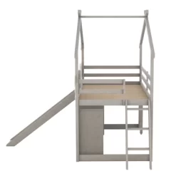 Twin Size House Shape Loft Bed With Wardrobe, Slide And Pullout Desk - ModernLuxe -Children Furniture Store GUEST 5728f5a6 f5ba 4787 9849 6efac328da41