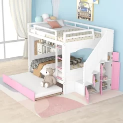 Full Over Full Bunk Bed With Trundle, Stairs, Ladders And Storage Cabinet-ModernLuxe 27 Full Over Full Bunk Bed With Trundle, Stairs, Ladders And Storage Cabinet-ModernLuxe -Children Furniture Store GUEST 57c9e4d4 d968 4114 a59c f203690502ec