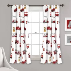 52"x84" Make A Wish Fire Truck Window Curtain Panels Set - Lush Décor -Children Furniture Store GUEST 5872aa98 b2a9 4d50 b13b 0b29756e8544