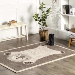 NuLOOM Reika Lion Cub Machine Washable Kids Area Rug