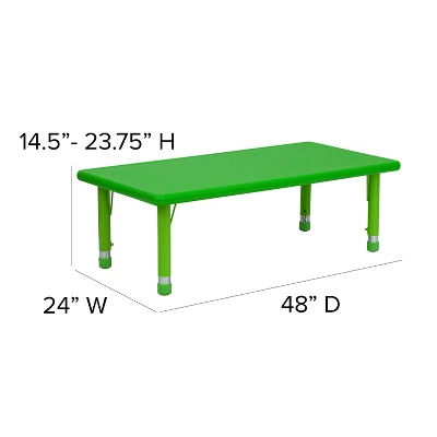 Flash Furniture 24"W X 48"L Rectangular Plastic Height Adjustable Activity Table Set With 6 Chairs 5 Flash Furniture 24"W X 48"L Rectangular Plastic Height Adjustable Activity Table Set With 6 Chairs - Image 3