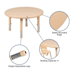 Emma And Oliver 33" Round Plastic Height Adjustable Activity Table Set With 4 Chairs -Children Furniture Store GUEST 5bc17af0 1c3b 47fd 8f8a 21ad35aa3555 1