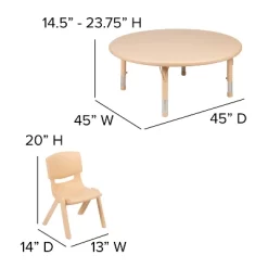 Flash Furniture 45" Round Plastic Height Adjustable Activity Table Set With 4 Chairs -Children Furniture Store GUEST 5bde440d 599a 4c96 acf1 f2e4c312f711