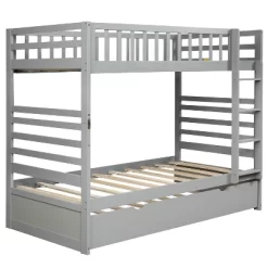 Twin Over Twin Wood Bunk Bed With Safety Rail And Movable Trundle-ModernLuxe -Children Furniture Store GUEST 5bf060a7 245a 4bcc bd40 a9c14a107a33