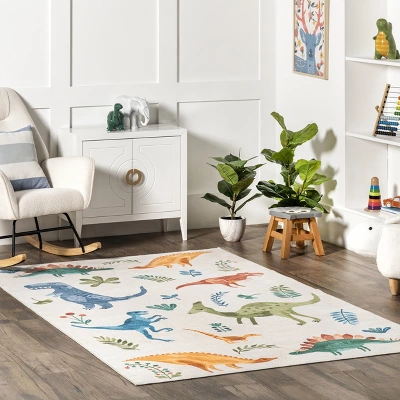 NuLOOM Eamon Dinosaur Machine Washable Kids Area Rug 3 NuLOOM Eamon Dinosaur Machine Washable Kids Area Rug