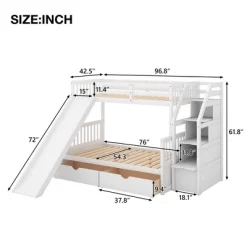 Twin Over Full Bunk Bed With Drawers,Storage Staircase And Slide-ModernLuxe -Children Furniture Store GUEST 5ce61eb1 52eb 4939 be29 f391bb2c3216