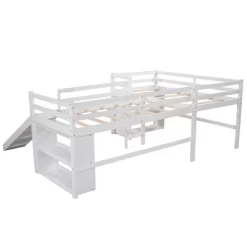 Twin Size L-Shaped Loft Bed With Movable Two-Tier Shelves And Slide - ModernLuxe -Children Furniture Store GUEST 5d4ded7e c973 42ec bbca 2044f5e3333d