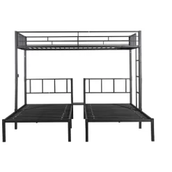 Twin Over Twin Metal Triple Bunk Bed With Ladder-ModernLuxe -Children Furniture Store GUEST 5e3ab8fd 1b3b 4e8e bb7b a31ededabbfb