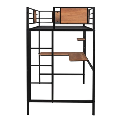 Twin Metal Loft Bed With Desk And Shelve - ModernLuxe 9 Twin Metal Loft Bed With Desk And Shelve - ModernLuxe - Image 7