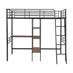 Twin Size Metal Loft Bed With Built-in Desk And Shelves - ModernLuxe -Children Furniture Store GUEST 5ed21fbd a90c 438d a9c7 e1634de5407f
