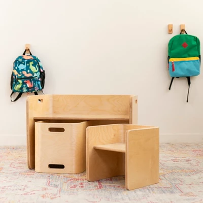 ECR4Kids Premium Bentwood Multipurpose Table And Chair Set, Kids Furniture, Natural, 3-Piece 7 ECR4Kids Premium Bentwood Multipurpose Table And Chair Set, Kids Furniture, Natural, 3-Piece - Image 5