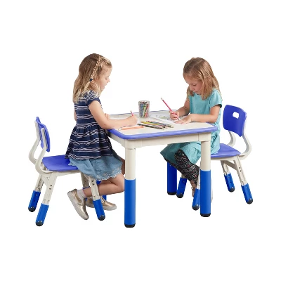 ECR4Kids Square Resin Dry-Erase Adjustable Activity Table With 2 Chairs (3-Piece Set) 4 ECR4Kids Square Resin Dry-Erase Adjustable Activity Table With 2 Chairs (3-Piece Set) - Image 2