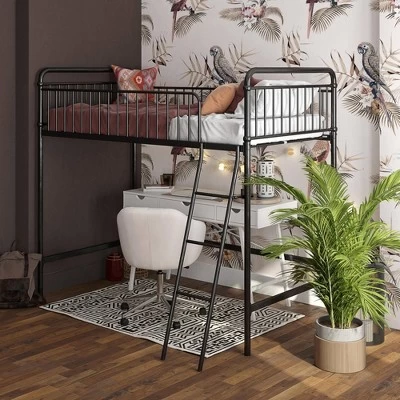 Twin Kaila Metal Loft Bed Black - Room & Joy 3 Twin Kaila Metal Loft Bed Black - Room & Joy