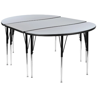 Emma And Oliver 3 Piece 76" Oval Wave Collaborative Grey Adjustable Activity Table Set 15 Emma And Oliver 3 Piece 76" Oval Wave Collaborative Grey Adjustable Activity Table Set - Image 13