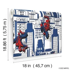 Spider-Man Cityscape Peel And Stick Wallpaper Red/Blue/Gray - RoomMates -Children Furniture Store GUEST 619624c6 89cf 46a9 ba3f 09e2af8af588