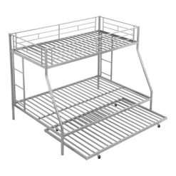 Twin Over Full Steel Bunk Bed With Twin Size Trundle Bed And Two-Side Ladders-ModernLuxe -Children Furniture Store GUEST 6214275d fd15 45d2 8f9e 62c003b3d8b7