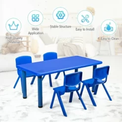 Costway Kids Plastic Rectangular Learn And Play Table Playroom Kindergarten Home Blue 17 Costway Kids Plastic Rectangular Learn And Play Table Playroom Kindergarten Home Blue -Children Furniture Store GUEST 628cec32 8e4a 45aa 9468 63becd680a5b