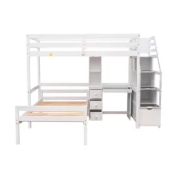 Twin Size Loft Bed With Separate Bed, Staircase For Storage, Desk, Shelves And Drawers - ModernLuxe -Children Furniture Store GUEST 62a136a8 57d3 4c10 b366 e6538bbe3d25