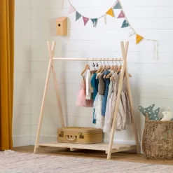 Sweedi Scandinavian Kids' Clothes Rack Natural Wood - South Shore -Children Furniture Store GUEST 62db56cd 1aae 4090 9958 58eb437645f5