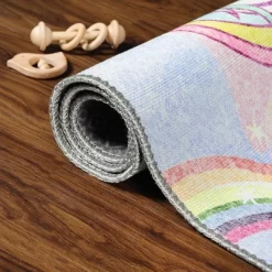 Unicorn Rainbow Colorful Kids Playroom Nursery Washable Indoor Area Rug By Blue Nile Mills -Children Furniture Store GUEST 63f21452 ef70 4c28 90a8 a8a34e4b7ce7