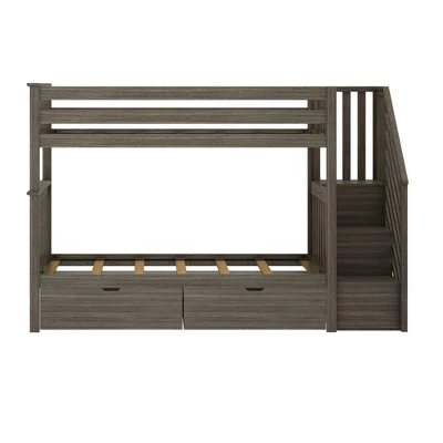 Max & Lily Twin Over Twin Staircase Bunk Bed With Storage Drawers 4 Max & Lily Twin Over Twin Staircase Bunk Bed With Storage Drawers - Image 2