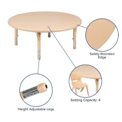 Flash Furniture 45" Round Plastic Height Adjustable Activity Table Set With 4 Chairs -Children Furniture Store GUEST 6501bf25 79a6 4bb0 8a3f d6c52967223d