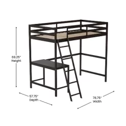 Emma And Oliver Twin Wood Loft Bed Frame With Protective Guardrails And Integrated Desk And Ladder For Use With Any 6-8" Thick Mattress -Children Furniture Store GUEST 6576511c fdb7 4b5a 9f7f 1d21d1104cfa