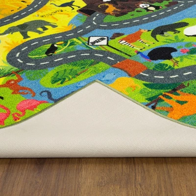 KC CUBS Boy & Girl Kids Animal Safari Car Vehicle Traffic Road Educational Learning & Game Play Nursery Bedroom Classroom Rug Carpet 9 KC CUBS Boy & Girl Kids Animal Safari Car Vehicle Traffic Road Educational Learning & Game Play Nursery Bedroom Classroom Rug Carpet - Image 7