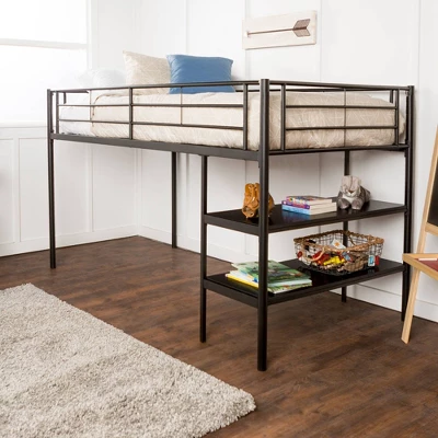 Twin Analise Metal Low Loft Bed With Desk And Storage Black - Saracina Home 3 Twin Analise Metal Low Loft Bed With Desk And Storage Black - Saracina Home