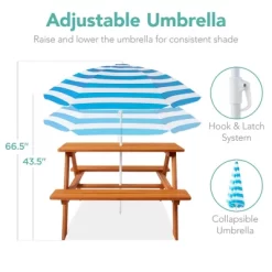 Best Choice Products Kids Wooden Picnic Table, Outdoor Activity Table W/ Adjustable Umbrella, Built-In Seats -Children Furniture Store GUEST 66d17056 36eb 4a12 9b15 d1528454201f