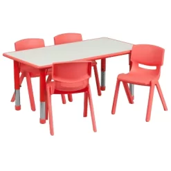Flash Furniture 23.625"W X 47.25"L Rectangular Plastic Height Adjustable Activity Table Set With 4 Chairs 23 Flash Furniture 23.625"W X 47.25"L Rectangular Plastic Height Adjustable Activity Table Set With 4 Chairs -Children Furniture Store GUEST 66d36f7e afac 4ee5 95c0 5846095269e9