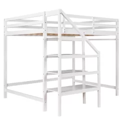 Full Size Loft Bed With Staircase And Safety Guardrails Gray/White-ModernLuxe 23 Full Size Loft Bed With Staircase And Safety Guardrails Gray/White-ModernLuxe -Children Furniture Store GUEST 672dc6d5 66b0 477b 9385 9d459a8b06e0