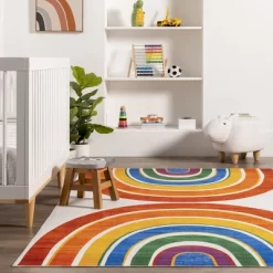 NuLOOM Classic Double Rainbow Machine Washable Kids Area Rug -Children Furniture Store GUEST 67eada07 1fb4 40a7 8280 79149c8ee468