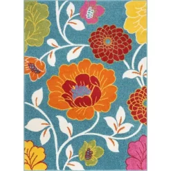 Well Woven Modern Daisy Flowers Blue Kids Room Floral Area Rug -Children Furniture Store GUEST 680f302f 5894 4b72 8711 3a55972d2667
