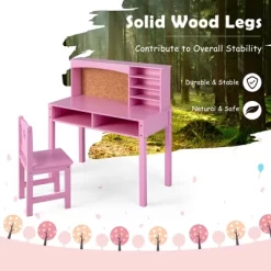 Costway Kids Desk And Chair Set Study Writing Workstation With Hutch & Bulletin Board -Children Furniture Store GUEST 6826e3d5 bec2 4c56 adb6 459476549fdb