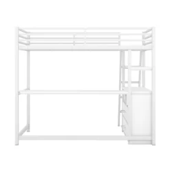 Twin Size Metal Loft Bed With Desk, Shelves And Two Built-in Drawers - ModernLuxe -Children Furniture Store GUEST 69138d62 02de 4bed a209 1424b3cded3a