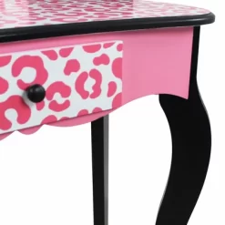 Fashion Leopard Prints Gisele Play Wooden Vanity Set Pink / Black - Teamson Kids -Children Furniture Store GUEST 6a3aa383 76cf 42ab b34d 1101da788167