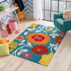 Well Woven Modern Daisy Flowers Blue Kids Room Floral Area Rug -Children Furniture Store GUEST 6b4301b6 0f3f 49e9 aeb1 7b1ebbe0cfe2