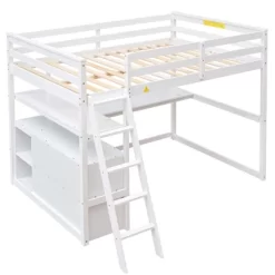 Full Size Loft Bed With Desk, Shelf And Two Built-in Drawers - ModernLuxe -Children Furniture Store GUEST 6b4c7320 6e29 452d 89aa d26f7cf01736
