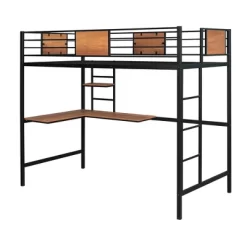 Twin Metal Loft Bed With Desk And Shelve - ModernLuxe 16 Twin Metal Loft Bed With Desk And Shelve - ModernLuxe -Children Furniture Store GUEST 6b8d1ca1 490d 4976 bc6d 79eea1056db1