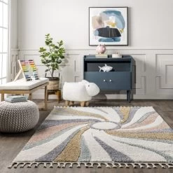 Theodora Colorful Swirl Kids Tassel Area Rug -Children Furniture Store GUEST 6beb7613 0aa8 4e93 a661 c4df3d242184