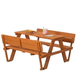 Gardenised Wooden Kids Picnic Table Bench With Backrest, Outdoor Children's Backyard Table, Crafting, Dining, And Playtime Patio Table -Children Furniture Store GUEST 6c2ea083 0914 4569 90f0 0baa2ca3abdc