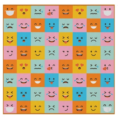 Deerlux 6 Ft. Social Distancing Colorful Kids Classroom Seating Area Rug, Emoji Mask Design 6 Deerlux 6 Ft. Social Distancing Colorful Kids Classroom Seating Area Rug, Emoji Mask Design - Image 4